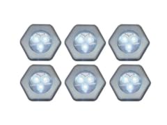 6-Pack Hexagon Puck Light Stick On LED Push Light