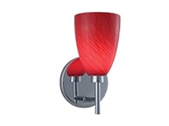 1-Light Red Glass Satin Nickel Wall Sconce