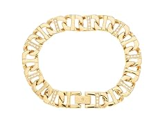 Blackjack Jewelry 18K Gold Plated Stainless Steel CZ Mariner Link Bracelet
