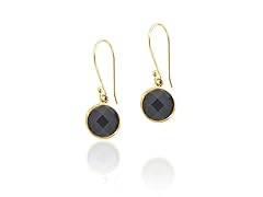18K Gold Over SS .925 Black Agate 6cttw Earring