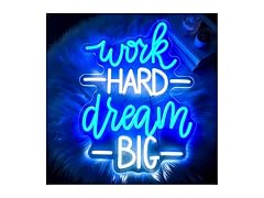 HSJNJKFU Work Hard Dream Big Neon Sign