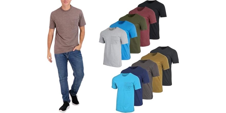 (5-Pack) Men's Cotton Pocket T-Shirts