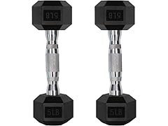 RitFit 5LB Rubber Encased Hex Dumbbell Set