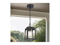 GEPOW Black Outdoor Pendant Light