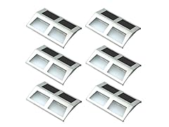 Sunnydaze Stainless Steel Solar Security Mounted LED Lights for Stairway (Set of 6)