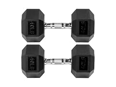Fitvids Premium Rubber Encased Hex Dumbbell, 40LB Pair