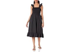 The Drop Midi Ruffle Smocked Dress (L)