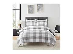 Herringbone Weave Plaid Comforter Set Full