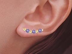 Gold Tanzanite Crystal Ear Pin Earring