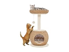 Yaheetech Cat Tree, 29.5in Rattan Cat Tower