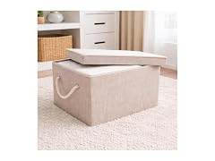 Sukkri Clay Storage Bins with Lids and Rope Handles, 2 PK