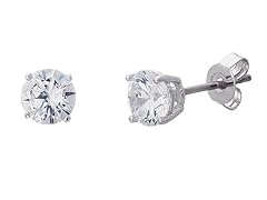 18K White Gold 2cttw CZ Round Stud Earring