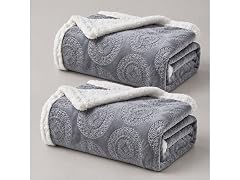 2-Pack Printed Sherpa Throw Blankets