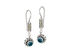 Greg Anthony Bali Genuine Swiss Blue Topaz Round Beaded Dangle Swiss Earrings