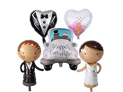 UY 5PCS Giant Bride Groom Foil Balloons