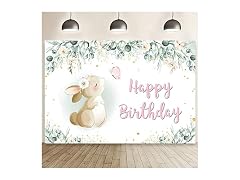 AIBIIN 7x5ft Easter Bunny Birthday Banner, Rabbit