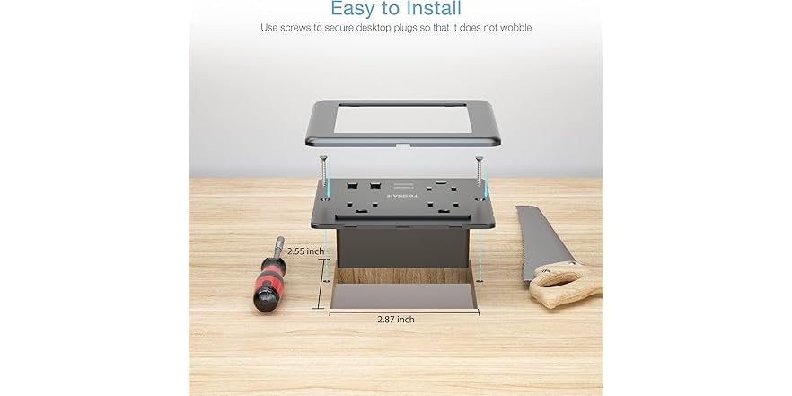 TESSAN Recessed Power Strip – 3 Outlets & 2 USB Ports for Desk Use - Image 6