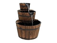 Sunnydaze 3-Tier Wood Barrel Water Fountain