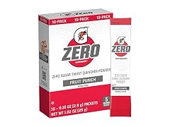 10PK Gatorade G Zero Powder, Fruit Punch, 0.10 oz.