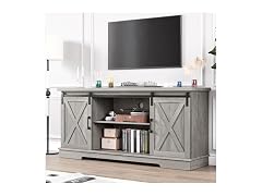 IDEALHOUSE Grey TV Stand 65in Barn Door