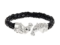 Blackjack Jewelry Genuine Leather & Stainless Steel Horse Bracelet