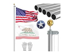 NELXINJO 25FT silver flag pole 1.8mm