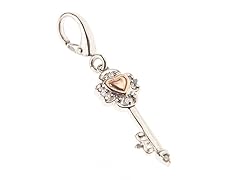 14Kt Pink Gold, SS, Diamond Key Charm