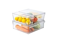 SIMPLEMADE Clear Refrigerator Organizer Bins - Pack of 3 