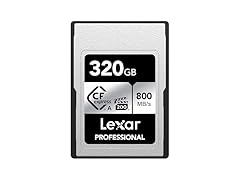 Lexar 320GB Professional CFexpress Type A SILVER Series Memory Card, Compatible with Sony Cameras w/ Type A Card Slot, Up to 800/700 MB/s Read/Write, 8K Video, VPG 200 (LCAEXSL320G-RNENG) (Open Box)