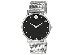 Movado Museum Classic SS Black Diamond Dial Watch