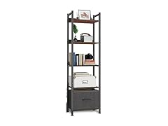 Whitmor 5-Tier Bookshelf with Drawer