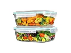 Vtopmart Green 2 Pack 76.4oz Glass Containers W/ Lids