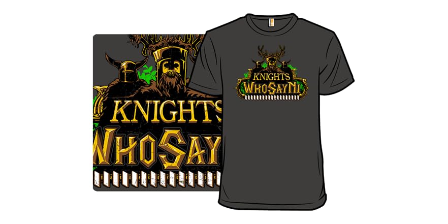 T-shirt Monty Python 'Knights Who Say Ni' - Blanc, Coton, Marque Gildan, Neuf Avec étiquettes !