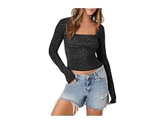 Forever 21  (L) Glitter Sweater-Knit Crop Top