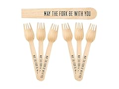 Perfect Stix Wooden Fork, May the Fork Be With You Print, 50 Count