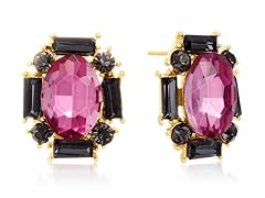 Swarovski Element Pink Topaz  & Black Onyx Stud Earrings