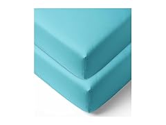 2Pk Cotton Crib/Toddler Bed Sheets, Aqua