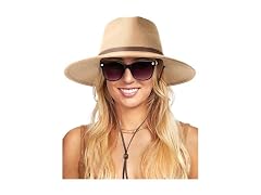 FURTALK Wide Brim Straw Hat w/ Lanyard