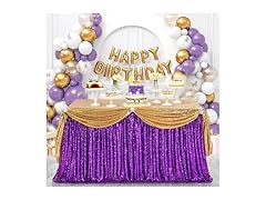 9ft Purple Table Skirts for rectangle Sequin Table Cloth
