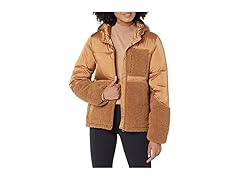 Womens FullZip Sherpa Fleece Puffer