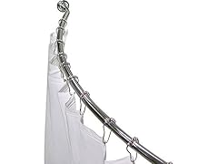 Adjustable Curved Shower Rod w/ Rings & Curtain