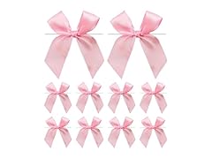 Twist Tie Bows, 50Pcs Pink Satin Ribbon 