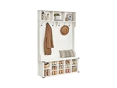 VASAGLE Wide Hall Tree with Bench and Shoe Storage