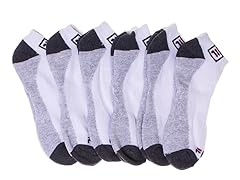 Fila Men's White Pattern Low Cut, 6 Pairs