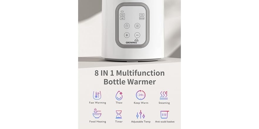 GROWNSY 8-in-1 Baby Bottle Warmer - Fast 3-Minute Warming For Breastmilk & Formula