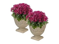 Sunnydaze 16-Inch Darcy Round Plant Pot 2 Pack - Beige