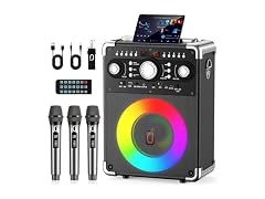 HWWR BT5.3 Karaoke Machine 3-Mic Echo