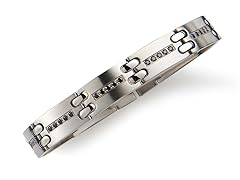 Blackjack Jewelry Stainless Steel Black CZ Link Bracelet