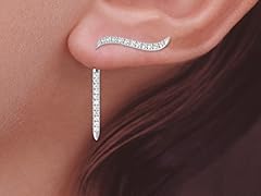 Silver CZ Ear Pin Earring CZ Dangle