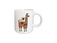 Cool Humorous Pug Dog Riding llama Cartoon 11oz Mug